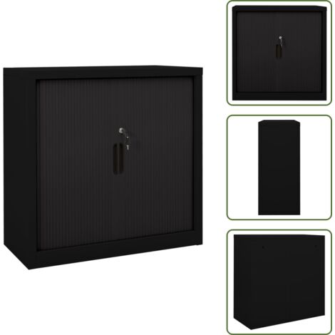 The Living Store Armario de puerta corredera acero negro 90x40x90 cm - Armario de almacenamiento