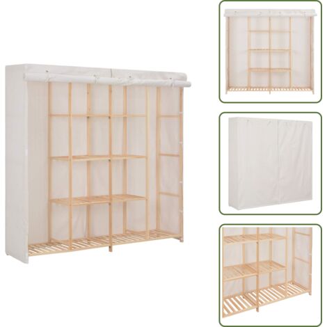 The Living Store Armario de tela blanco 173x40x170 cm - Armario blanco