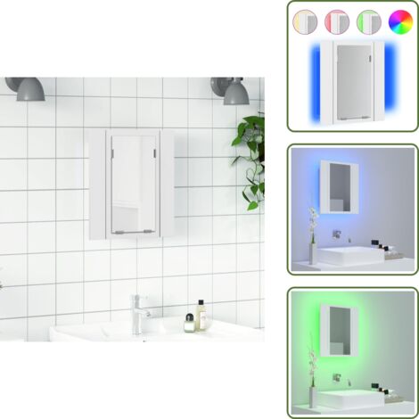 The Living Store Armario espejo de baño con luz LED acrílico blanco 40x12x45 cm - Espejo con luz LED
