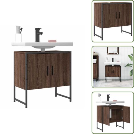 The Living Store Armario lavabo baño madera ingeniería roble marrón 60x33x60 cm - Armario lavabo