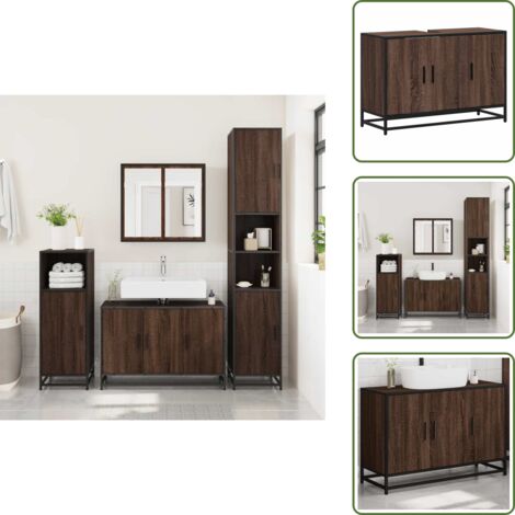 The Living Store Armario lavabo baño madera ingeniería roble marrón 90x33x60 cm - Mueble de baño