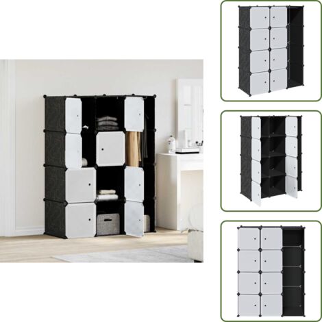 The Living Store Armario modular 9 compartimentos negro y blanco 109x36,5x143 cm - Armario 9 compartimentos