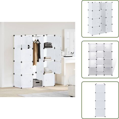 The Living Store Armario modular con 9 compartimentos blanco 109x36,5x143 cm - Armario blanco