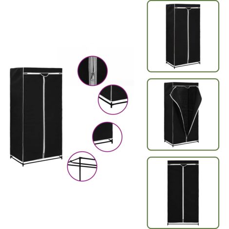 The Living Store Armario negro 75x50x160 cm - Armario con cremalleras