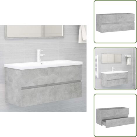 The Living Store Armario para lavabo contrachapada gris hormigón 100x38,5x45 cm - Armario de almacenamiento