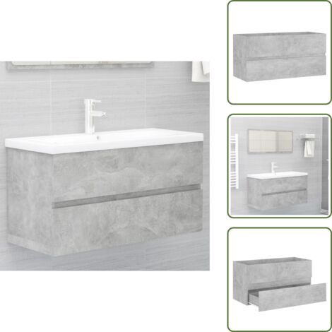 The Living Store Armario para lavabo contrachapada gris hormigón 90x38,5x45 cm - Armario de almacenamiento