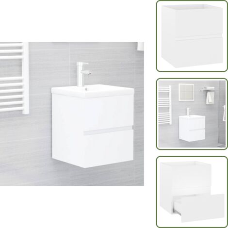 The Living Store Armario para lavabo madera contrachapada blanco 41x38,5x45 cm - Armario de baño