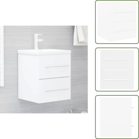 The Living Store Armario para lavabo madera contrachapada blanco 41x38,5x48 cm - Armario de baño