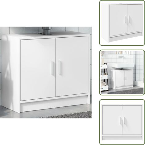 The Living Store Armario para lavabo madera de ingeniería blanco 63x29x55 cm - Armario bajo lavabo
