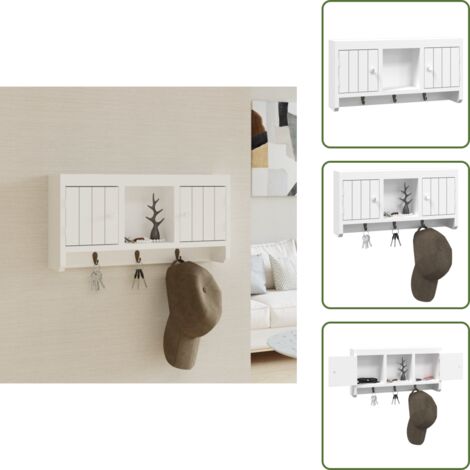 The Living Store Armario para llaves blanco contrachapada y acero 40x8,5x20 cm - Armario de pared
