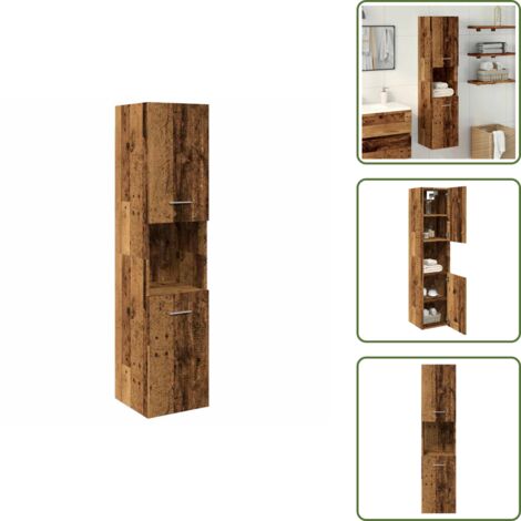 The Living Store Armario pared baño madera ingeniería envejecida 30x30x130 cm - Armario pared baño