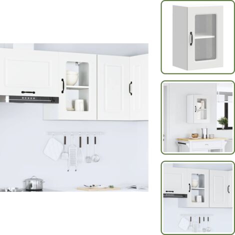 The Living Store Armario pared cocina puerta de cristal Kalmar blanca - Armario pared cocina