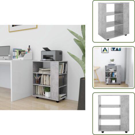 The Living Store Armario ruedas madera contrachapada gris hormigón 60x35x75 cm - Armario de madera