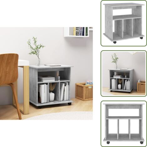 The Living Store Armario ruedas madera contrachapada gris hormigón 60x45x60 cm - Armario de madera