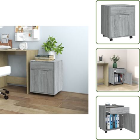 The Living Store Armario ruedas madera contrachapada gris Sonoma 45x38x54 cm - Armario de almacenamiento
