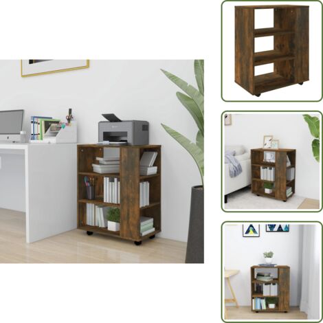 The Living Store Armario ruedas madera contrachapada roble ahumado 60x35x75 cm - Armario de madera