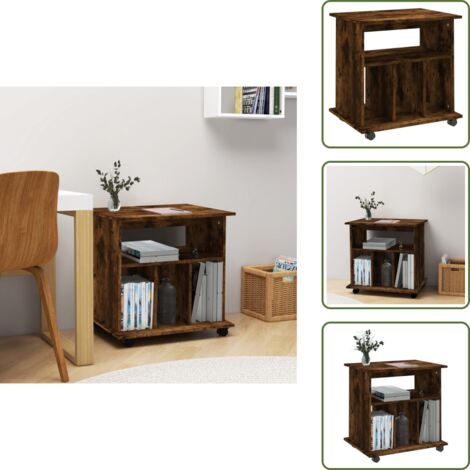 The Living Store Armario ruedas madera contrachapada roble ahumado 60x45x60 cm - Armario de almacenamiento