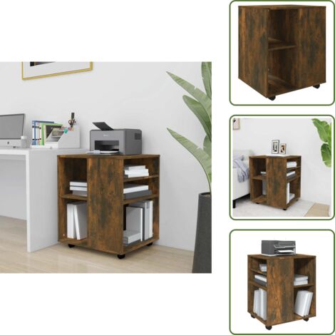 The Living Store Armario ruedas madera contrachapada roble ahumado 60x53x72 cm - Armario de madera
