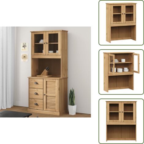 The Living Store Armario superior para tocador VIGO madera de pino 78x30x100 cm - Armario superior para cómoda