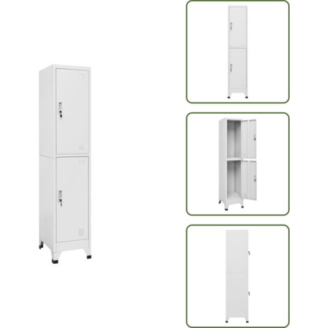 The Living Store Armario taquilla con 2 compartimentos 38x45x180 cm - Armario con 2 compartimentos