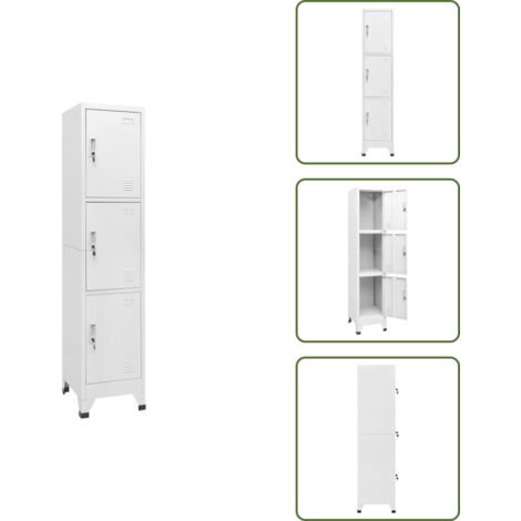 The Living Store Armario taquilla con 3 compartimentos 38x45x180 cm - Armario con 3 compartimentos