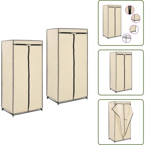 The Living Store Armarios 2 unidades color crema 75x50x160 cm - Armario de dormitorio