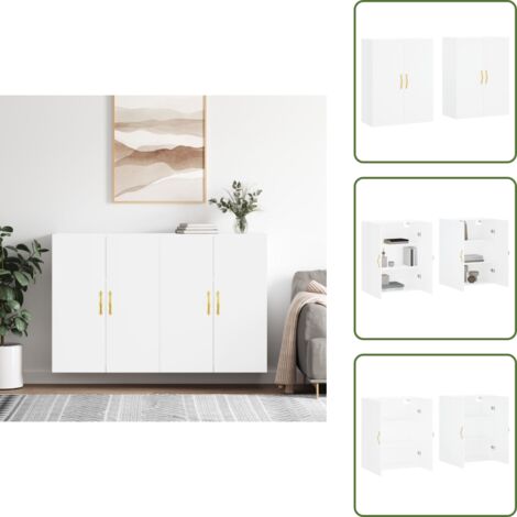 The Living Store Armarios de pared 2 unidades blanco 69,5x34x90 cm - Armario blanco