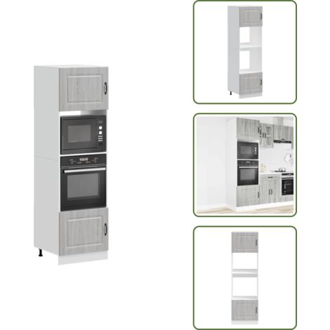 The Living Store Armarios para horno (2 unidades) "Kalmar" Gris Sonoma Madera de ingeniería - Armarios de horno
