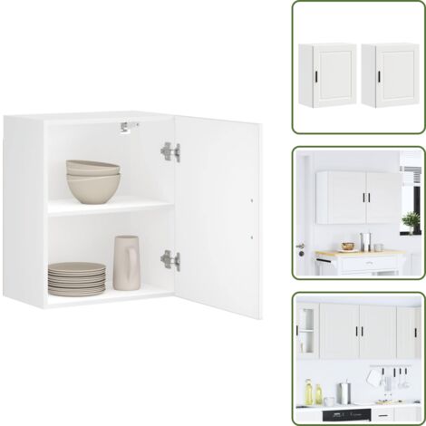 The Living Store Armarios pared para cocina 2 uds Porto madera ingeniería blanca - Armario de pared