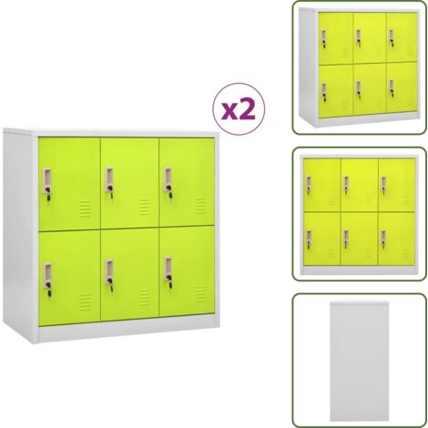 The Living Store Armarios taquilla 2 uds de acero gris y verde 90x45x92,5 cm - Armarios para oficina
