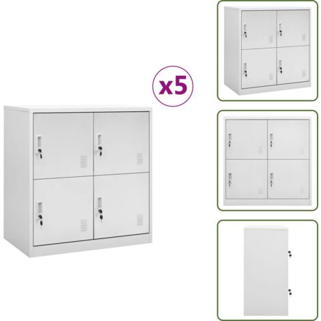 The Living Store Armarios taquilla 5 uds de acero gris claro 90x45x92,5 cm - Armarios para oficina