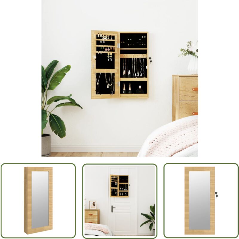 Armoire à bijoux avec miroir murale 30 x 8,5 x 67 cm - Armoire à Bijoux - Meuble Rangement Bijoux - Miroir Décoratif - Organisation Bijoux - Coffre à