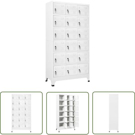 The Living Store Armoire à casier avec 18 compartiments Métal 90x40x180 cm - Armoire Métallique - Meuble Rangement - Placard - Casiers - Vestiaire Entreprise