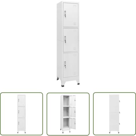 The Living Store Armoire à casier avec 3 compartiments 38x45x180 cm - Armoire À Casier - Meuble Industriel - Rangement Sportif - Placard Métallique - Armoire De Rangement