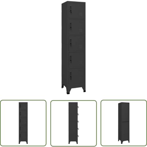 The Living Store Armoire à casiers Anthracite 38x40x180 cm Acier - Armoire À Casiers - Meuble De Rangement - Armoire Métallique - Armoire Scolaire - Armoire De Bureau