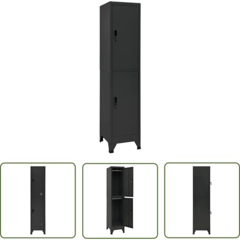 The Living Store Armoire à casiers Anthracite 38x45x180 cm Acier - Meuble De Rangement - Armoire Métallique - Armoire À Casiers - Placard Mural - Organisation