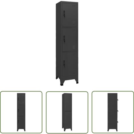 The Living Store Armoire à casiers Anthracite 38x45x180 cm Acier - Meuble De Rangement - Armoire Métallique - Armoire À Casiers - Placard Mural - Organisation