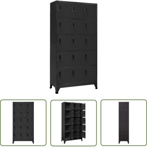 The Living Store Armoire à casiers Anthracite 90x40x180 cm Acier - Armoire À Casiers - Meuble De Rangement - Armoire Métallique - Armoire Scolaire - Armoire De Bureau