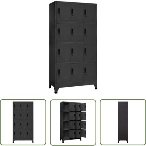 The Living Store Armoire à casiers Anthracite 90x45x180 cm Acier - Armoire Métallique - Meuble De Rangement - Armoire À Casiers - Armoire Scolaire - Armoire De Bureau