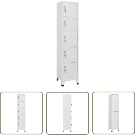 The Living Store Armoire à casiers Blanc 38x40x180 cm Acier - Armoire À Casiers - Meuble De Rangement - Armoire Métallique - Armoire Scolaire - Armoire De Bureau