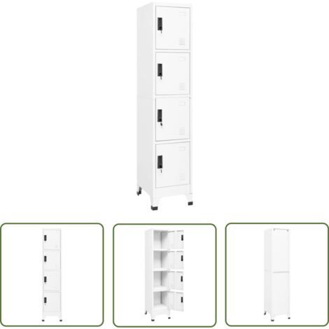 The Living Store Armoire à casiers Blanc 38x45x180 cm Acier - Armoire À Casiers - Meuble De Rangement - Armoire Métallique - Armoire Blanche - Armoire Scolaire