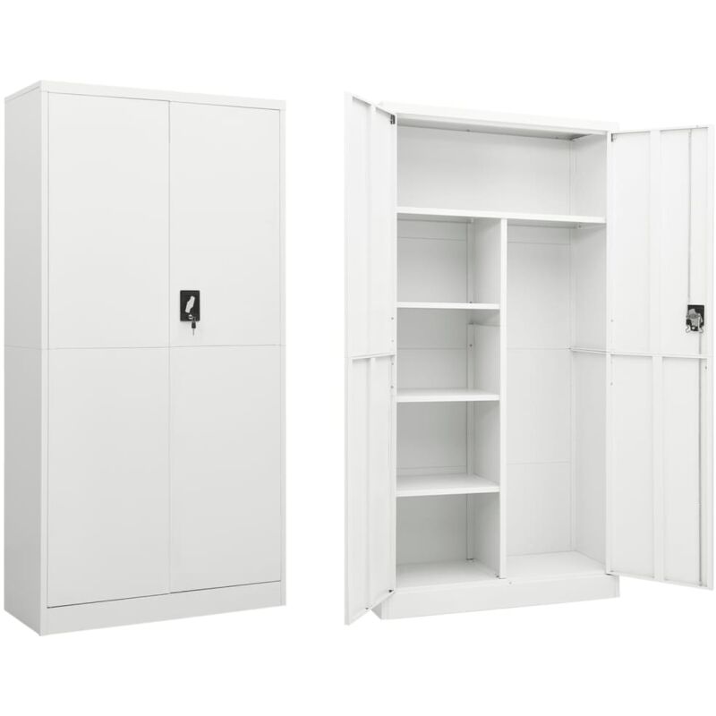 The Living Store - Armoire à casiers Blanc 90x40x180 cm Acier Blanc