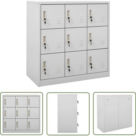 The Living Store Armoire à casiers Gris clair 90x45x92,5 cm Acier - Armoire Métallique - Rangement Scolaire - Mobilier De Bureau - Casier Verrouillé - Organisation Maison