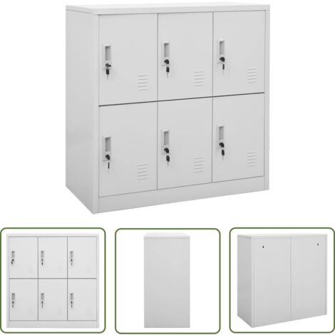 The Living Store Armoire à casiers Gris clair 90x45x92,5 cm Acier - Meuble De Rangement - Armoire Métallique - Casier Scolaire - Organisation - Stockage