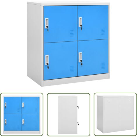 The Living Store Armoire à casiers Gris clair et bleu 90x45x92,5 cm Acier - Armoire À Casiers - Meuble De Rangement - Rangement Scolaire - Casier Métallique - Armoire Verrouillable