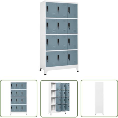 The Living Store Armoire à casiers Gris clair et gris foncé 90x45x180 cm Acier - Meuble De Rangement - Armoire À Casiers - Armoire Métallique - Rangement Scolaire - Rangement Bureau
