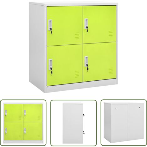 The Living Store Armoire à casiers Gris clair et vert 90x45x92,5 cm Acier - Armoire À Casiers - Meuble De Rangement - Rangement Scolaire - Organisation - Casier Métallique