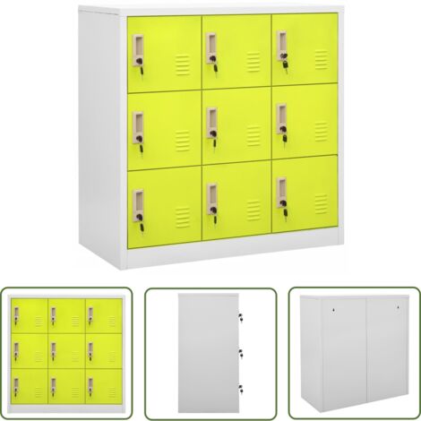The Living Store Armoire à casiers Gris clair et vert 90x45x92,5 cm Acier - Meuble De Rangement - Armoire À Casiers - Rangement Scolaire - Organisation - Meuble Métal