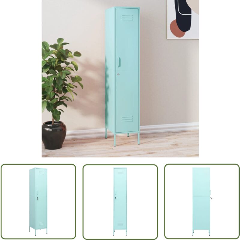 The Living Store - Armoire à casiers Vert menthe 35x46x180 cm Acier - Meuble De Rangement - Armoire Métallique - Armoire à Casiers - Rangement