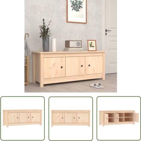 The Living Store Armoire à chaussures 110x38x45,5 cm Bois de pin massif - Armoire À Chaussures - Meuble Chaussure - Rangement Chaussures - Placard Chaussures - Étagère Chaussures